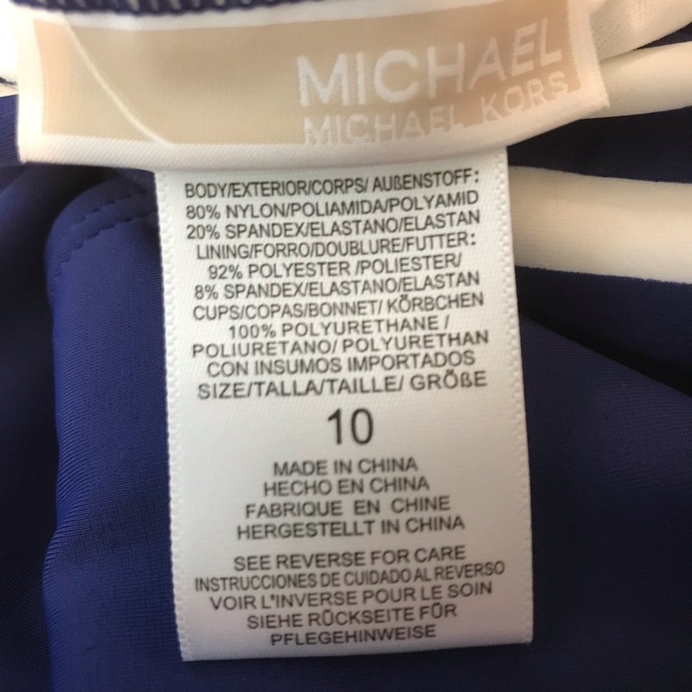 MICHAEL Michael Kors Blue and White Stripe One Shoulder Swimsuit 2X Host… - Picture 7 of 7